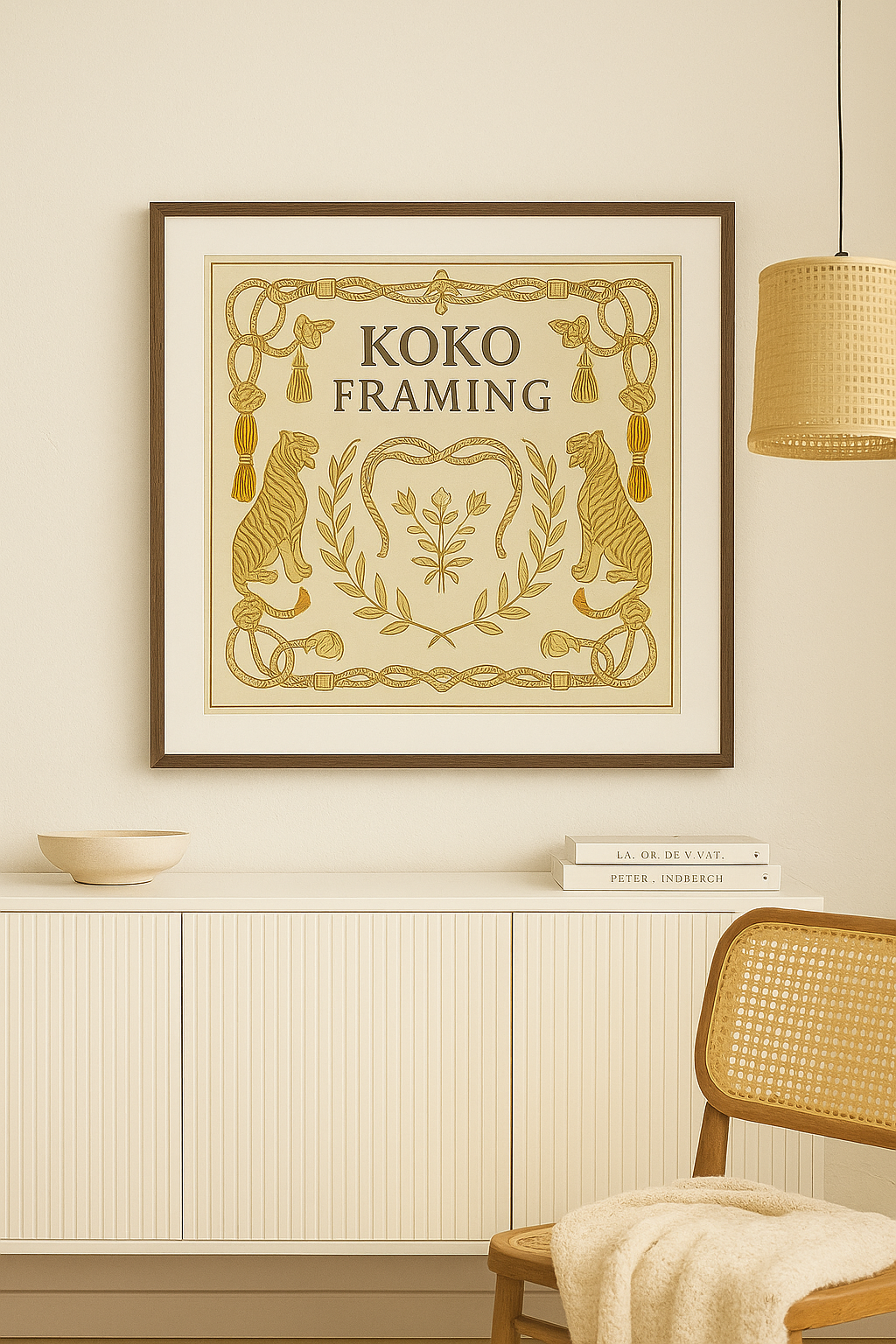 Dark Walnut Wood Scarf Frame – Acid-Free Archival Display for Designer Scarves, Handmade in Canada